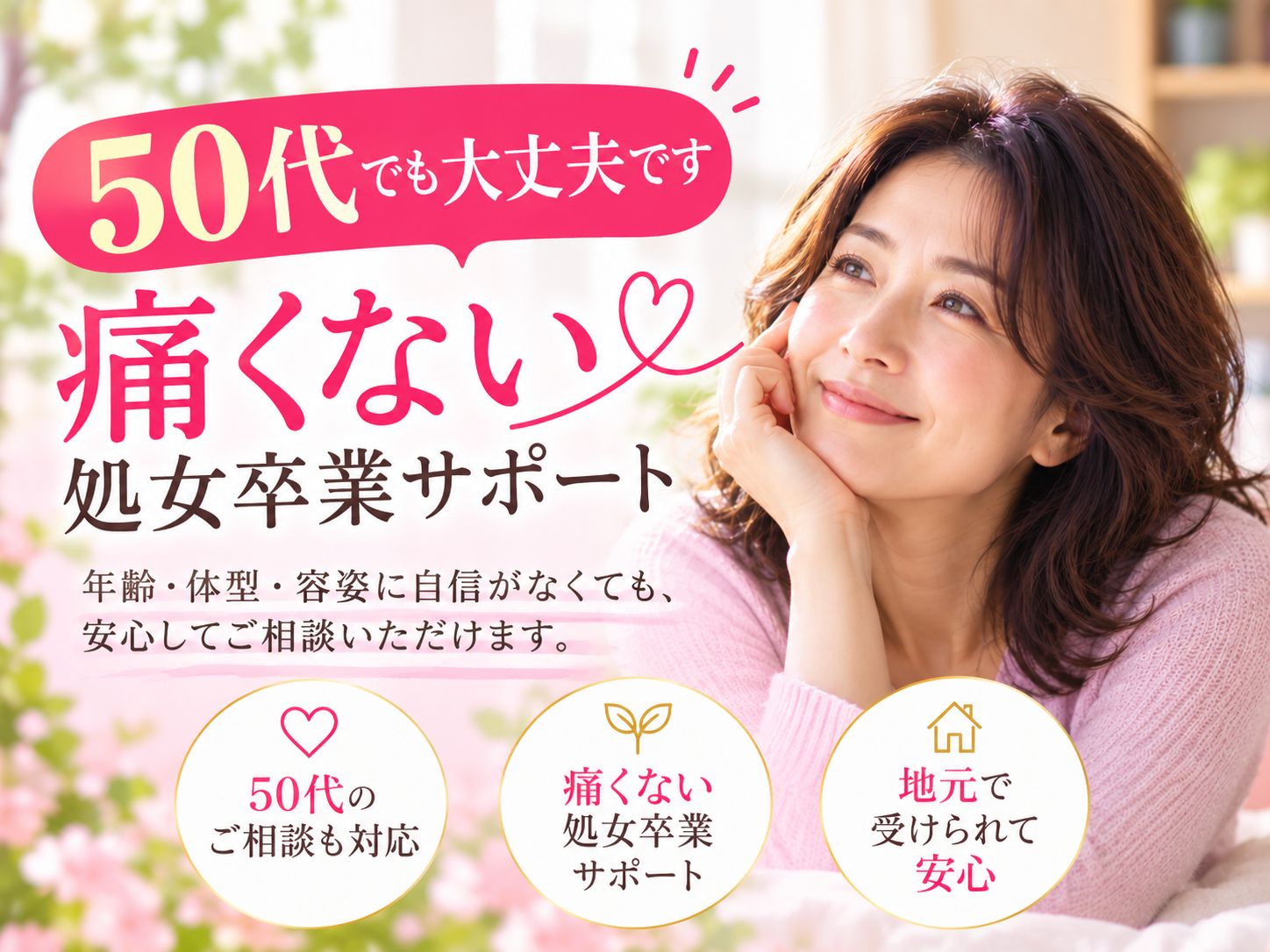 50代で処女・初体験に悩んでいる女性へ｜痛くない安心の処女卒業・処女喪失サポート