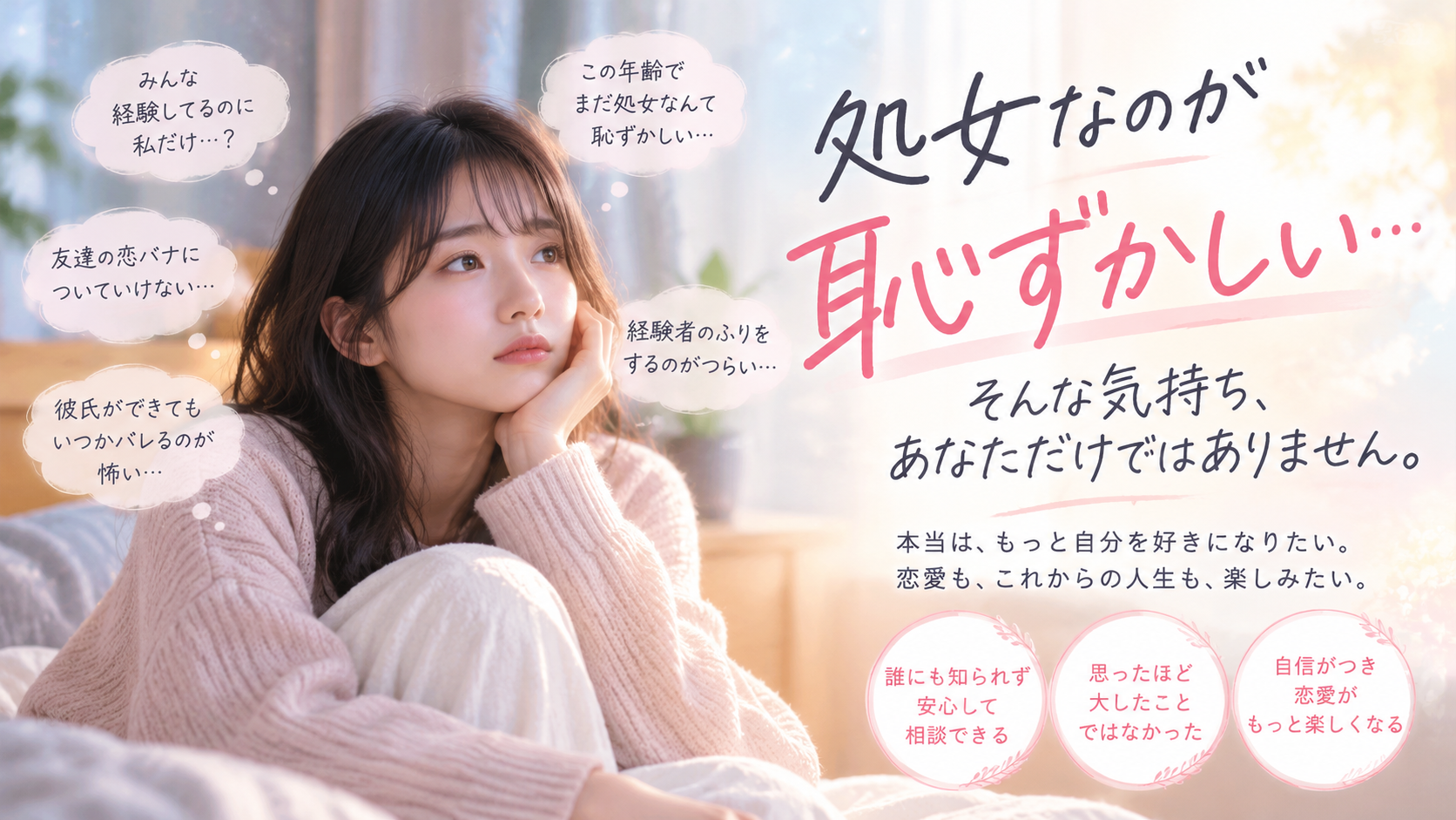 処女なのが恥ずかしい・コンプレックスな女性へ｜誰にも言えない悩みと処女卒業